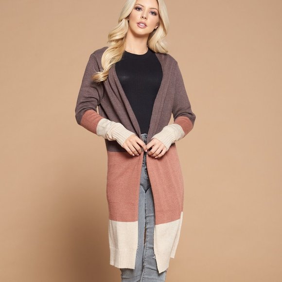 Long Sleeve Color Block Cardigan - Picture 2 of 6